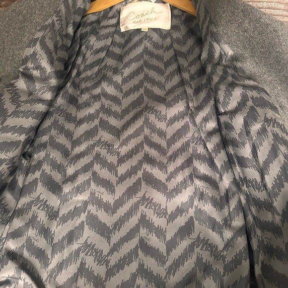 Size XSmall double breasted Coach Heather Gray Wool Pea Coat With gold buttons. - Picture 3 of 15